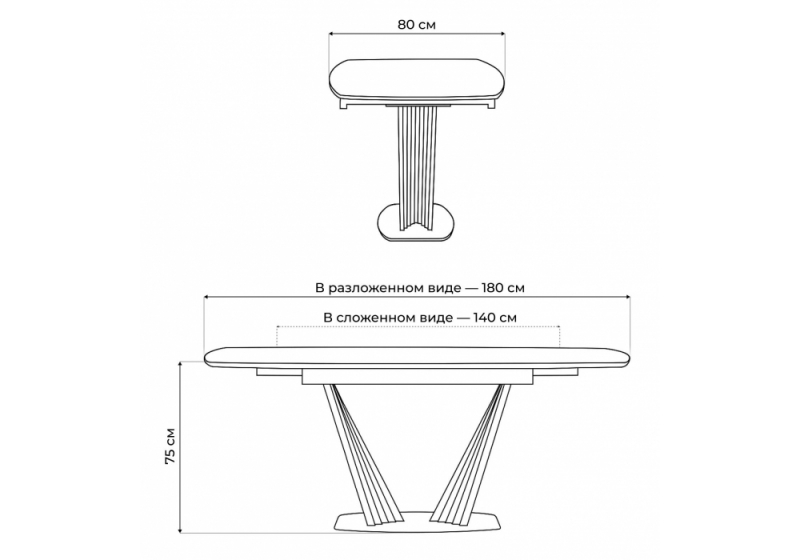 Керамический стол Вейл 140(180)х80 черный мрамор shakespeare black / черный (80x75)