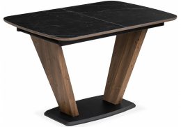 Керамический стол Петир 120(160)х80х75 черный мрамор / орех / черный (80x75)